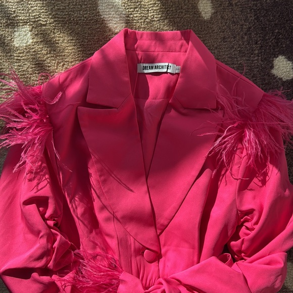 Pink Blazer Dress with Feathers - Picture 5 of 10